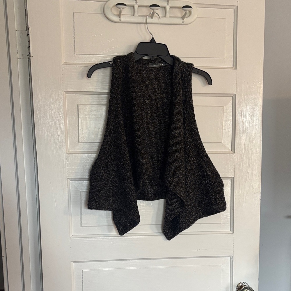 Alembika Brown/Black Textured Sleeveless Sweater Vest